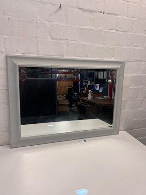 Grey Framed Wall Mirror with Decorative Border – main front view