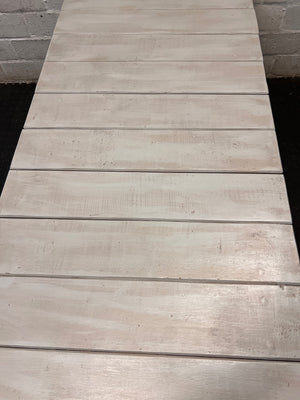 White Wash Slatted Wood Coffee Table with Metal Legs – condition detail