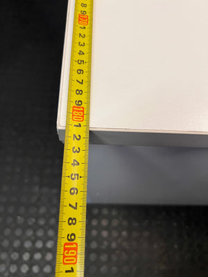 White L-Shaped Office Desk with Pedestal Drawers – depth measurement