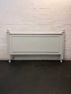 Classic Panelled King Wood Headboard in Light Grey – main front view