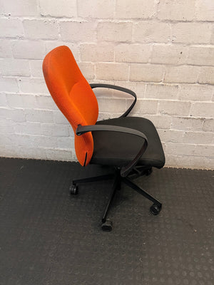 Two-Tone Orange and Black Office Swivel Chair – top view