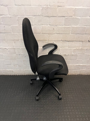 High-Back Fabric Swivel Office Chair in Black – back view