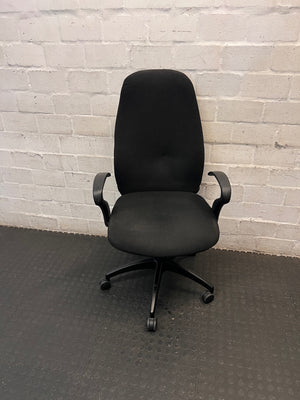High-Back Fabric Swivel Office Chair in Black – main front view