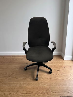 High-Back Fabric Swivel Office Chair in Black – styled product image