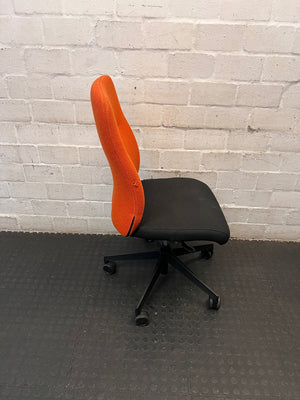 Orange and Black Upholstered Office Chair – back view