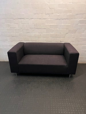 Black Fabric 2 Seater Couch with Silver Legs – main front view