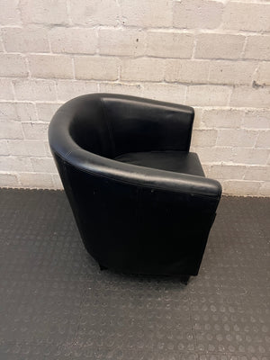 Black Faux-Leather Tub Chair – back view