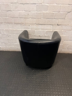 Black Faux-Leather Tub Chair – condition detail