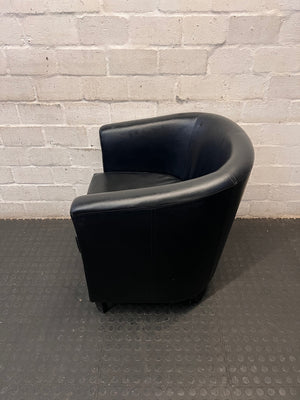 Black Faux-Leather Tub Chair – side view