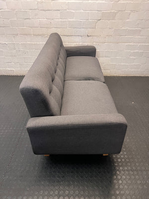 Grey Fabric 2 Seater Couch with Button Tufted Backrest – main front view