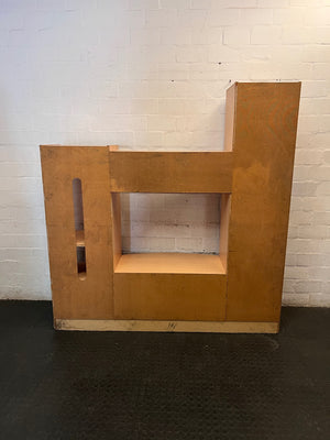Light Wood Finish Tiered TV Unit with Shelving – back view