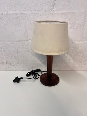 Wooden Table Lamp with Cream Fabric Shade – top view