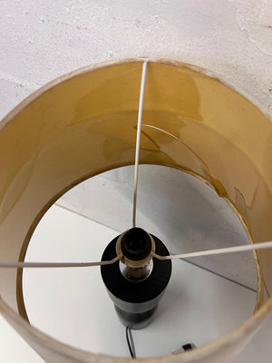 Modern Hourglass Table Lamp with Cream Fabric Shade – back view