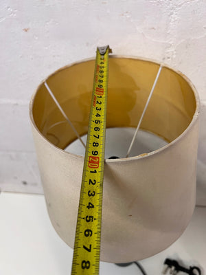 Modern Hourglass Table Lamp with Cream Fabric Shade – width measurement