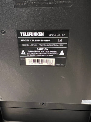 Telefunken Black LCD TV with Remote Control – back view