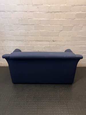 Navy Blue Fabric 2-Seater Couch with Flared Arms – condition detail