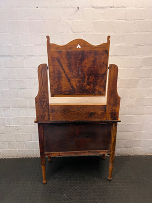 Oak Dressing Table with Tilt Mirror and Two Drawers – back view