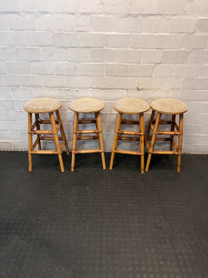 Cane Bar Stool with Padded Fabric Seat – condition detail