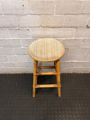 Cane Bar Stool with Padded Fabric Seat – side view