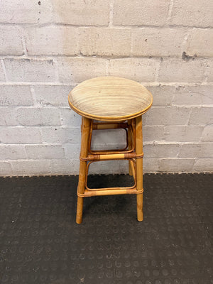 Cane Bar Stool with Padded Fabric Seat – top view