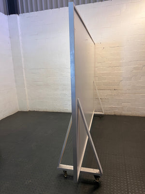 Large Freestanding White Board on Castor Wheels – side view