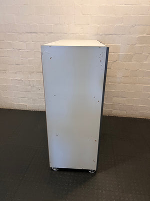 Modern Grey and White Two-Door Office Cupboard – top view