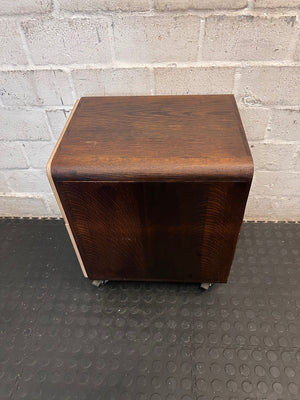 Modern Two-Tone Mobile Pedestal with Wood Finish – condition detail