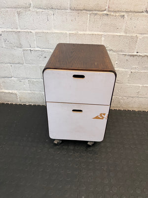 Modern Two-Tone Mobile Pedestal with Wood Finish – main front view