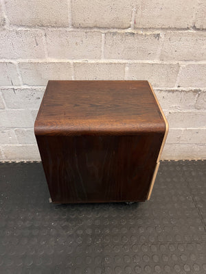 Modern Two-Tone Mobile Pedestal with Wood Finish – top view