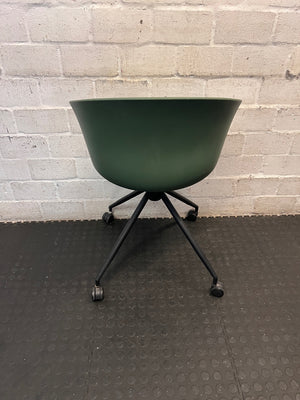Modern Green Moulded Office Chair with Castors – condition detail