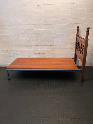 Vintage Style Single Bed Frame with Decorative Headboard – side view