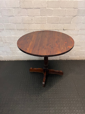 Round Wooden Pedestal Dining Table – main front view