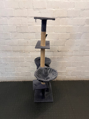 Multi-Level Plush Cat Tree with Sisal Scratching Posts – back view