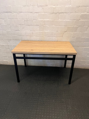 Russells Oak Finish Table with Black Metal Frame – main front view