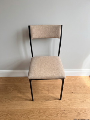 Russells Cream Upholstered Dining Chair with Metal Frame – styled product image