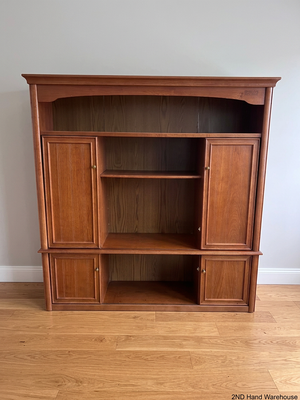 Classic Oak Veneer Wall Unit with Display Shelving – styled product image