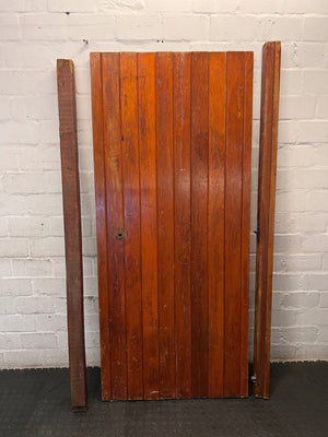Vertical Slatted Wooden Garden Gate with Posts – main front view