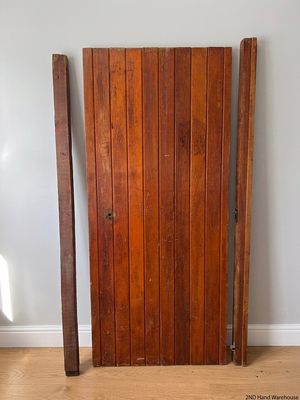 Vertical Slatted Wooden Garden Gate with Posts – styled product image
