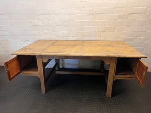 Large Wooden Executive Double Pedestal Office Desk – back view