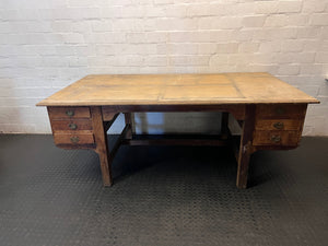 Large Wooden Executive Double Pedestal Office Desk – main front view