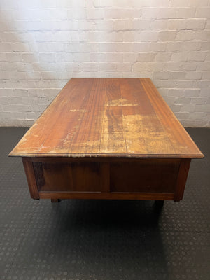 Large Wooden Office Desk with Side Organisers – side view