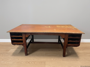 Large Wooden Office Desk with Side Organisers – styled product image