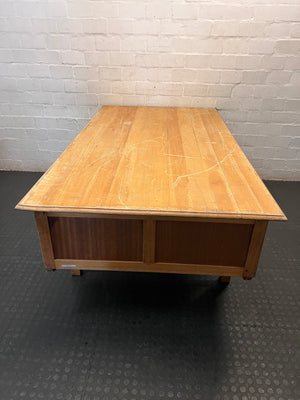 Large Wooden Office Desk with Double Pedestals – side view