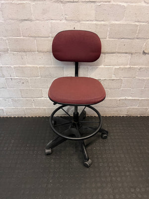 Burgundy Fabric Upholstered Office Chair with Footrest – main front view
