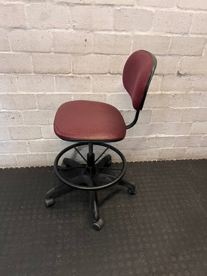 Burgundy Fabric Upholstered Office Chair with Footrest – side view