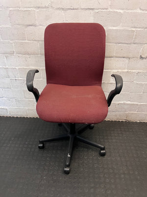 Burgundy Fabric Mid-Back Office Swivel Chair – main front view