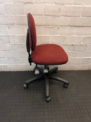 Burgundy Fabric Mid-Back Office Chair – back view