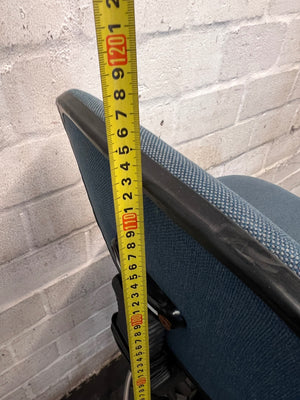 Blue Fabric Upholstered Draughting Office Stool – height measurement