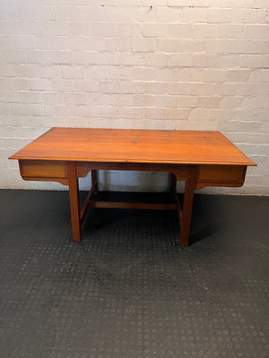 Large Wooden Office Desk with Two Drawers – back view