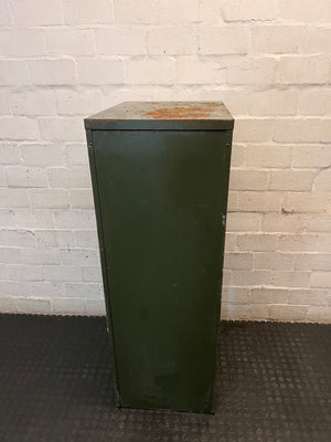 Four Drawer Metal Filing Cabinet in Olive Green – back view